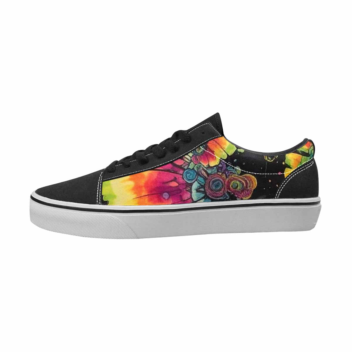 WOMEN'S Tie Dye Black & Green Ink Canvas Statement Vibrant Chaos Limited Edition Sneakers