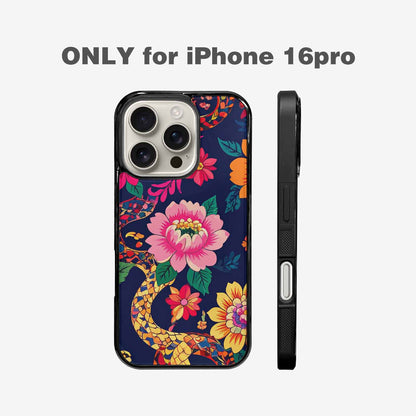 iPhone 16 Pro Case — Floral Snake Print Custom, Unique Phone Case Design