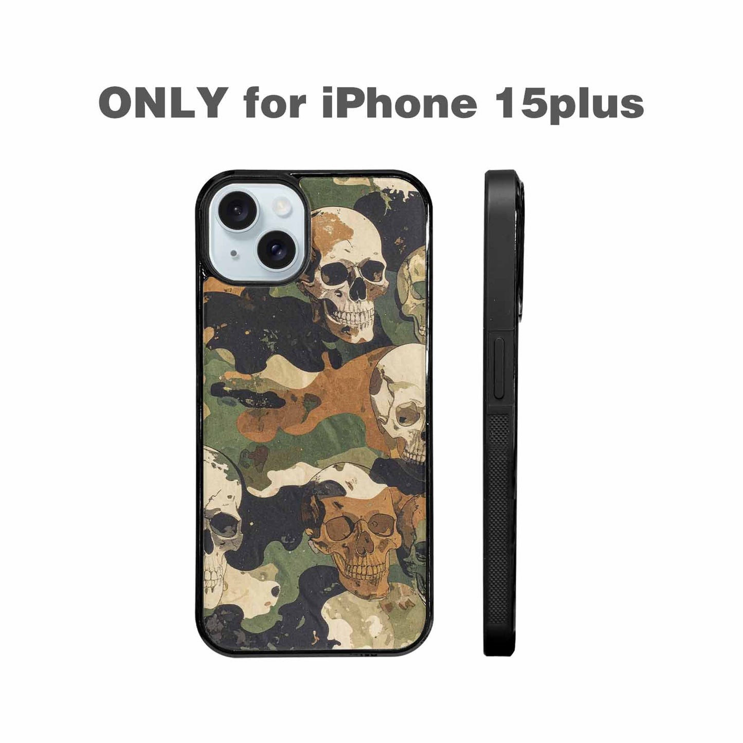 iPhone 15 Plus Case — Military Camo Texture Combined With Distressed, Custom Printed Phone Case