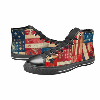 MEN'S American Flag Stars High Top Canvas Y2K Custom Shoes