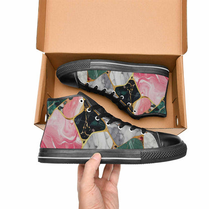 MEN'S Marble Stone Texture High Top Canvas Vibrant Chaos Custom Shoes