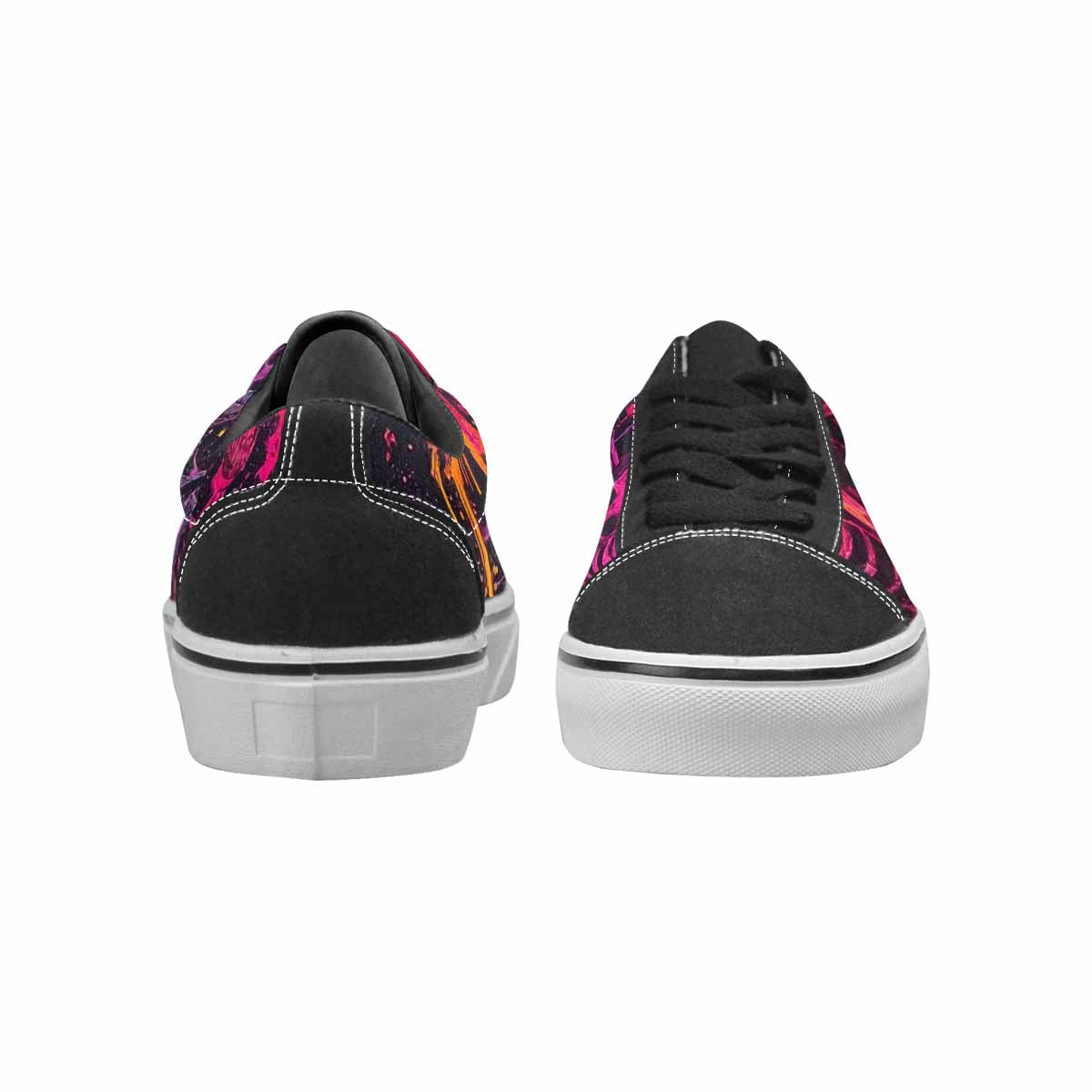 WOMEN'S Skeletons  Neon Pink Lace-Up Canvas Cottagecore Custom Sneakers
