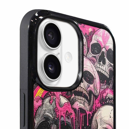 iPhone 17 Case — Black &amp; Pink Ink Gothic Skulls, Custom Art Phone Cover
