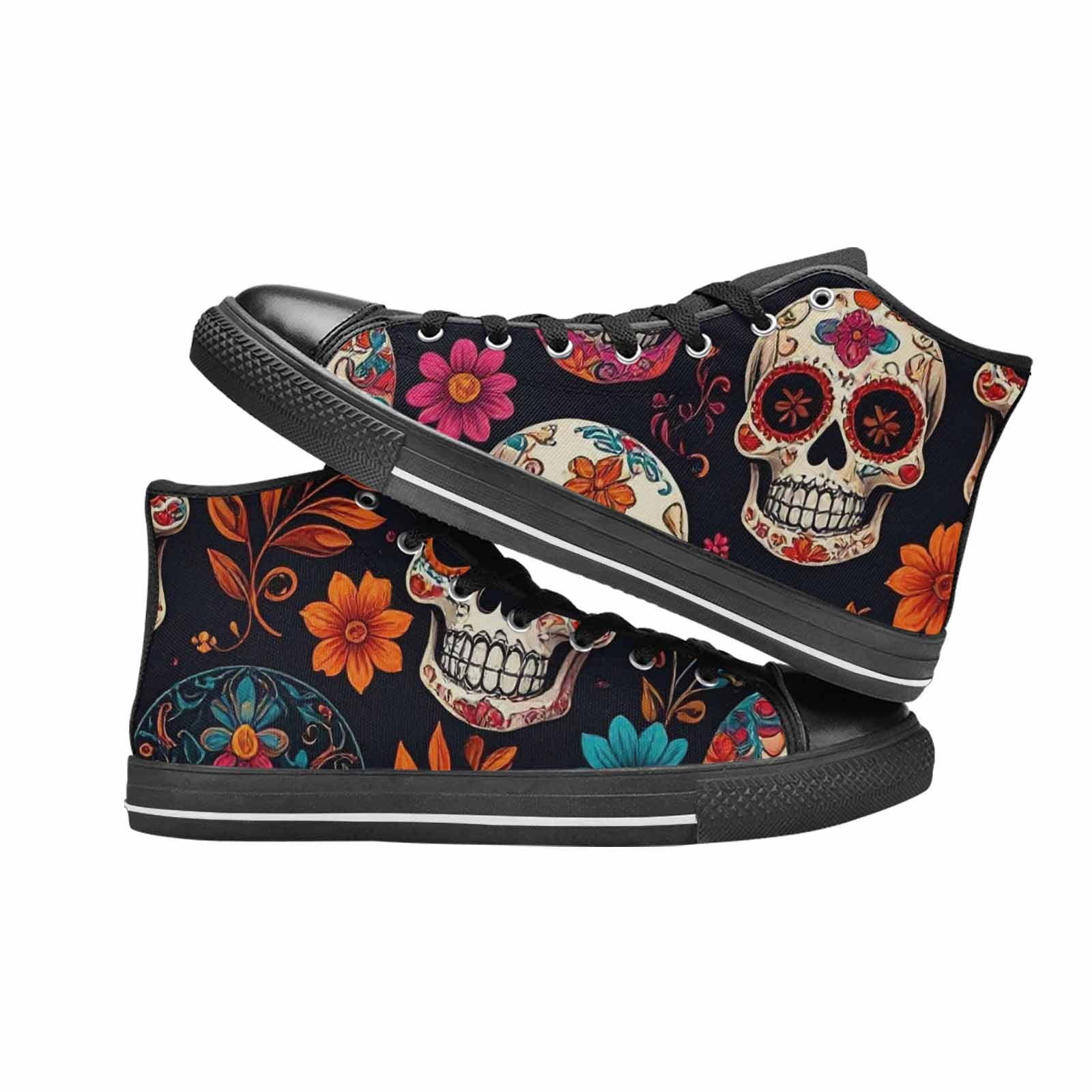 MEN'S Dia De Los Muertos Sugar Skull High Top Canvas Y2K Sneakers