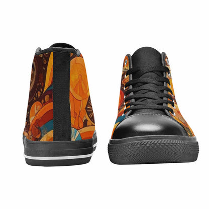 WOMEN'S Groovy 70S Peace High Top Canvas Dark Academia Shoes