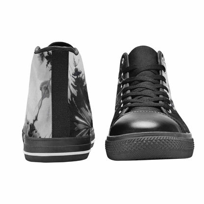 MEN'S Tie Dye Acid Wash Black White High Top Canvas Dreamcore Custom Shoes