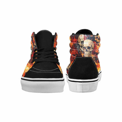 WOMEN'S Skulls - Flaming High Top Canvas Dreamcore Custom Sneakers