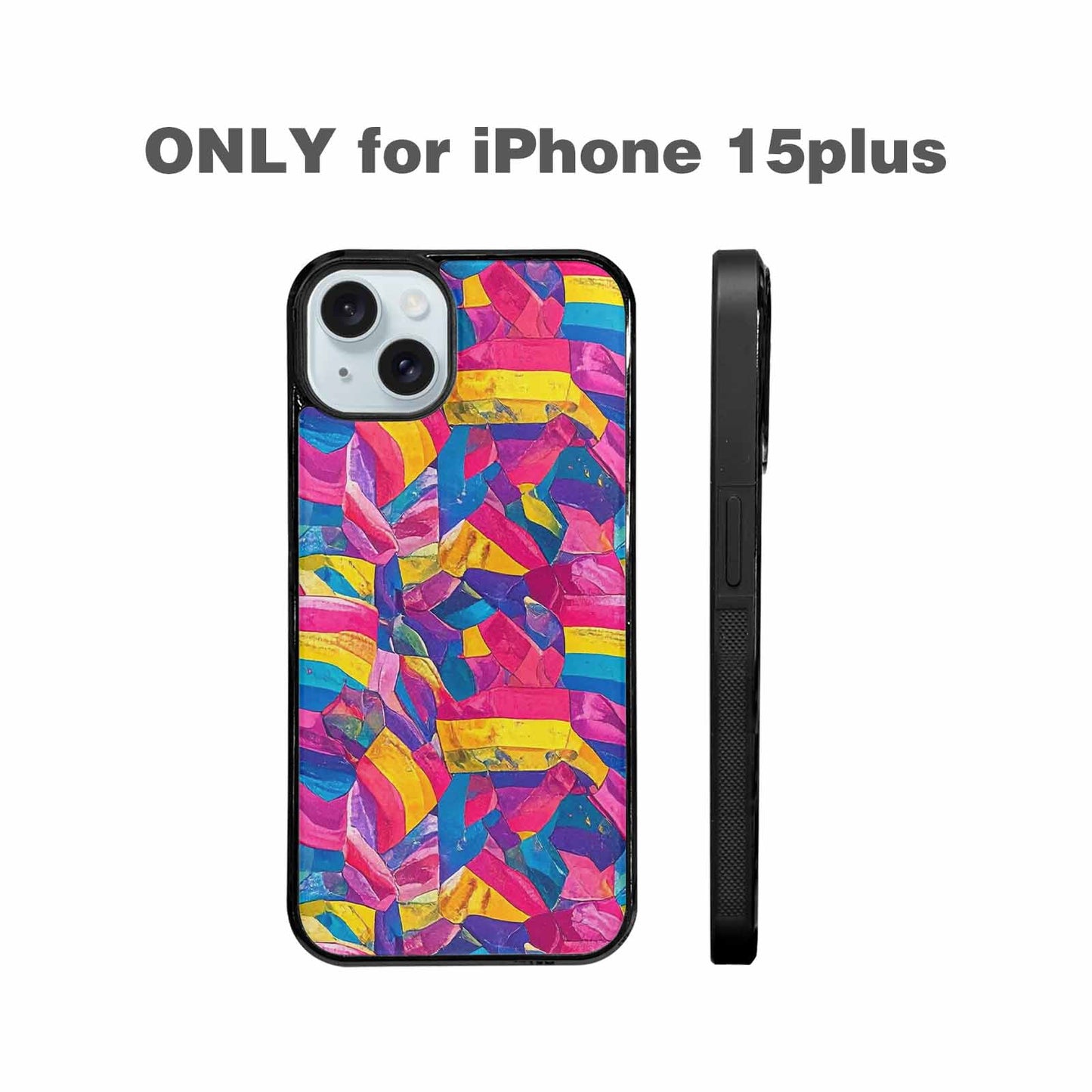 iPhone 15 Plus Case — Pansexual Flag Color Theme Small Rainbow, Custom Designed Case Cover