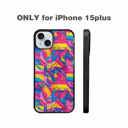 iPhone 15 Plus Case — Pansexual Flag Color Theme Small Rainbow, Custom Designed Case Cover