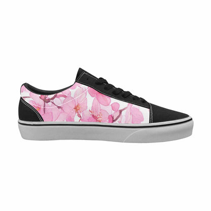 WOMEN'S Cherry Blossom Branch Cherry Lace-Up Canvas Wallpaper Art Custom Sneakers