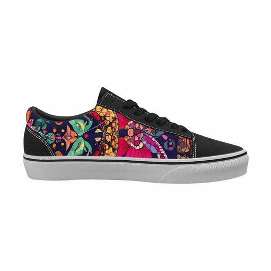 WOMEN'S Floral Snake Print Canvas Lace-Up Wallpaper Art Shoes