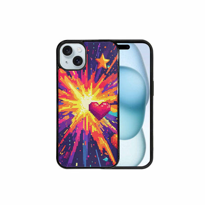 iPhone 15 Plus Case — Pixel Art 8 Bit Burst Pattern, Unique Phone Case Design