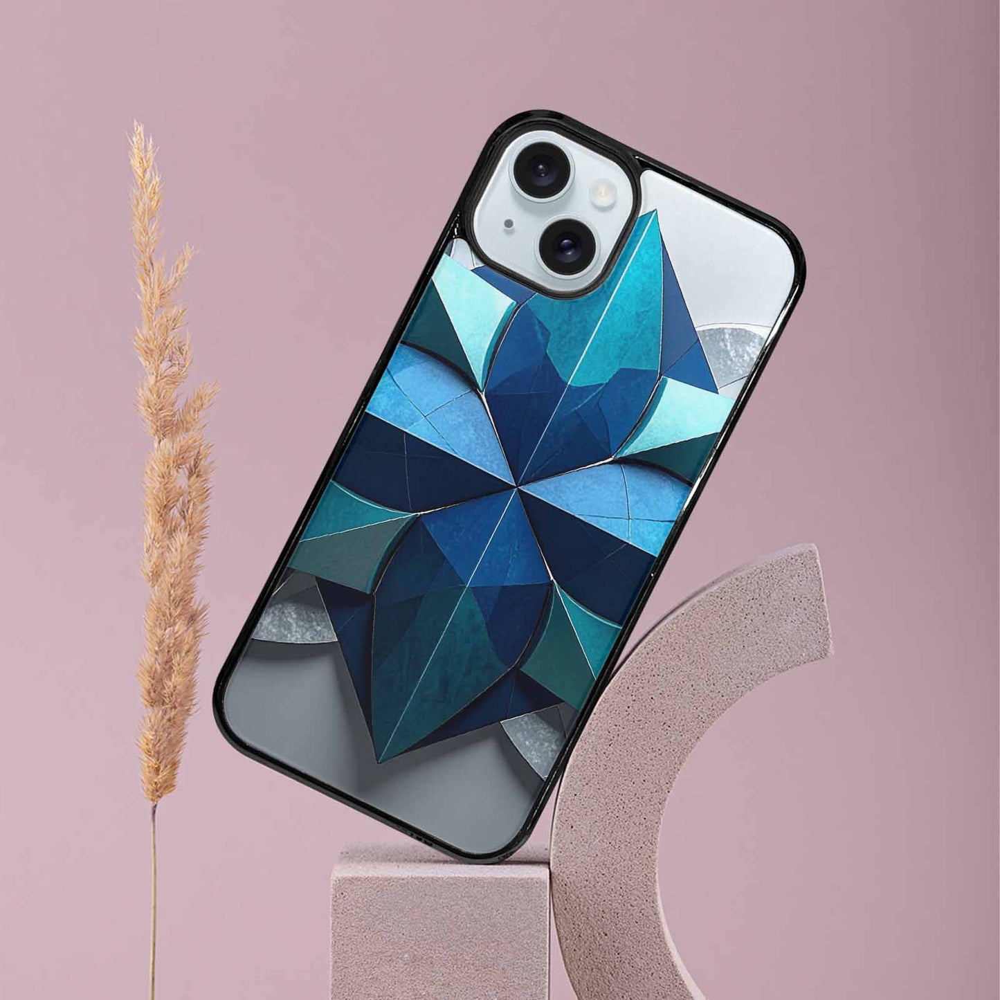 iPhone 15 Plus Case — Geometric Origami Art Pattern, Custom Print Case Cover
