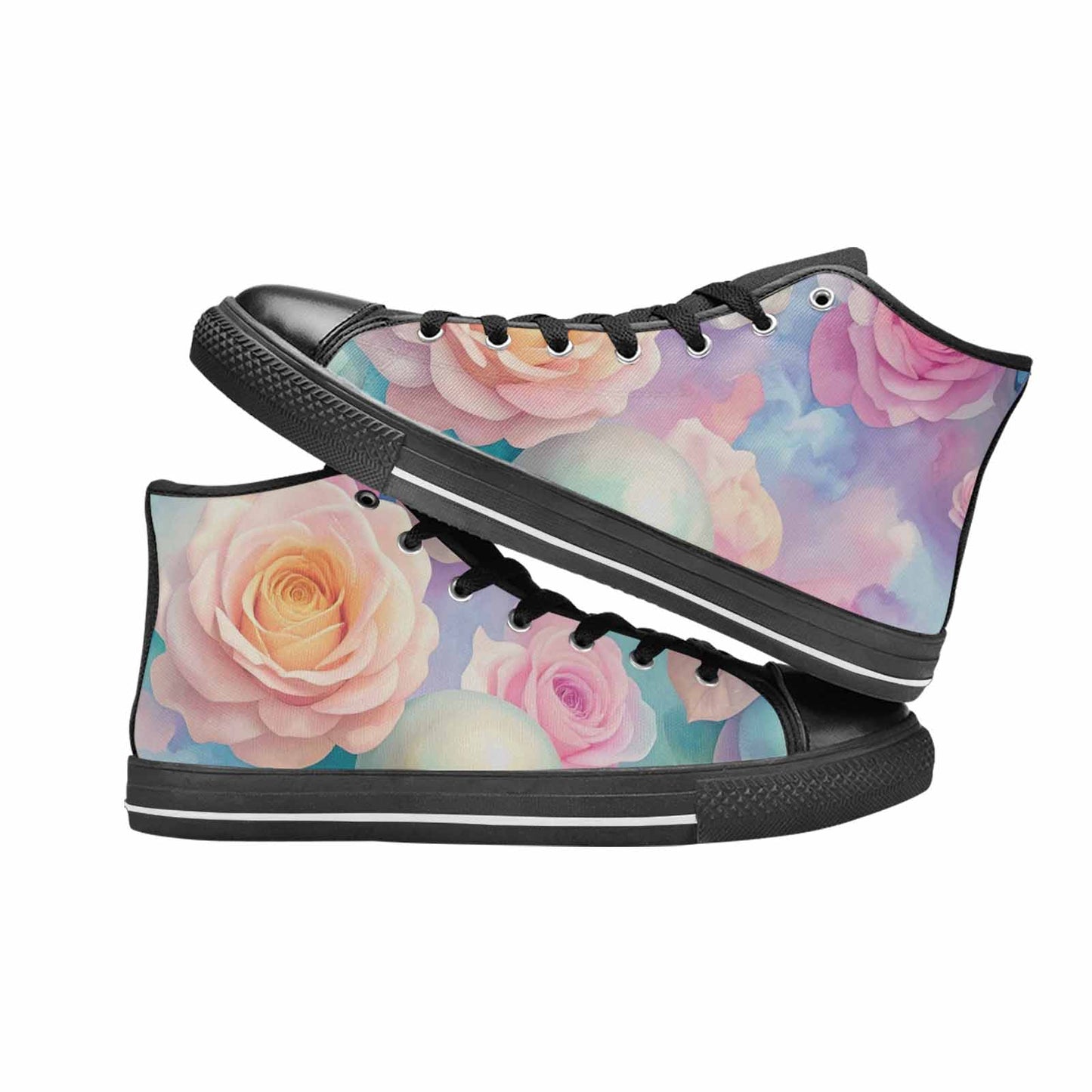 MEN'S Skulls Roses Candy Airbrush High Top Canvas Cottagecore Custom Shoes