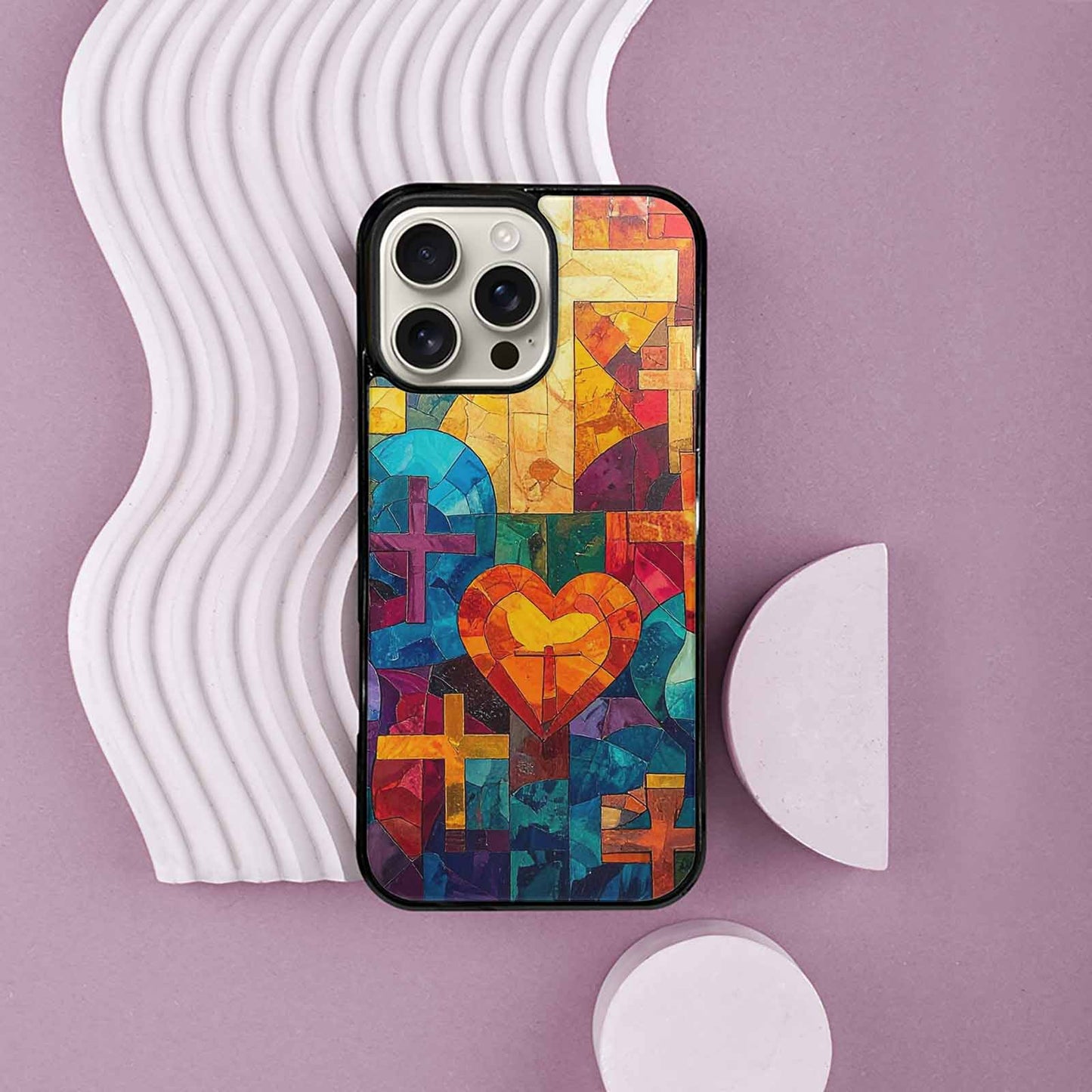 iPhone 16 Pro Max Case — Faith Cross And Faith Icons Pattern, Custom Designed Case Cover