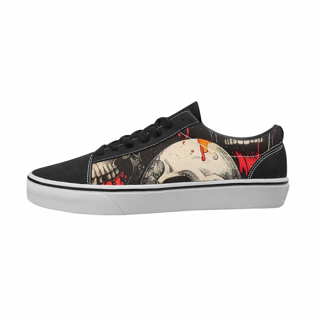 MEN'S Skulls Black & Red Ink Canvas Graphic Print Dreamcore Custom Shoes