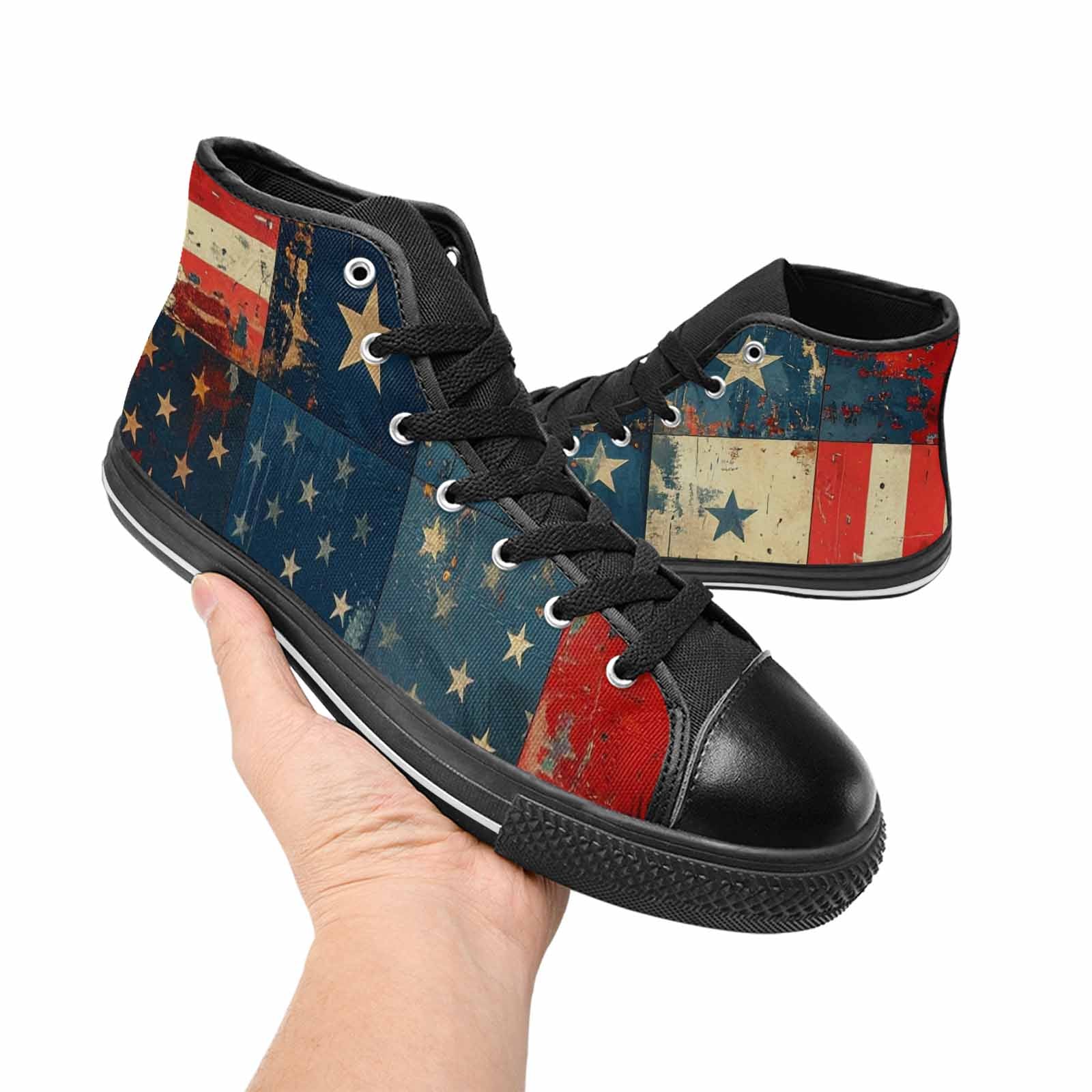 MEN'S American Flag Stars High Top Canvas Grunge Sneakers