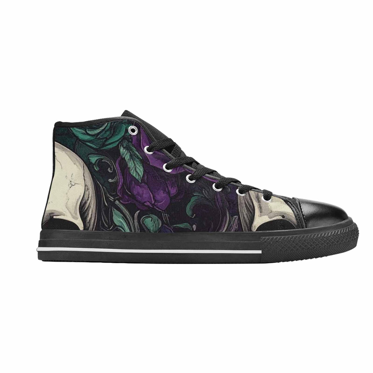 WOMEN'S Skulls Roses Gothic Filigree High Top Canvas Aesthetic Custom Sneakers