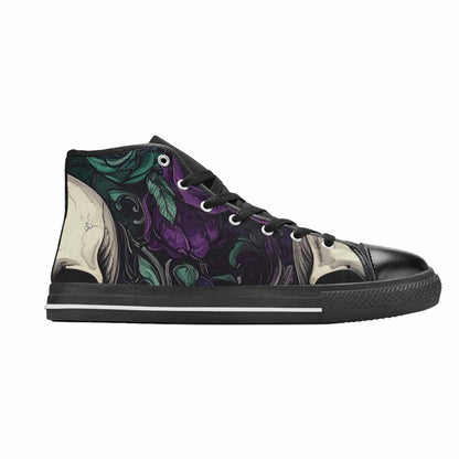 WOMEN'S Skulls Roses Gothic Filigree High Top Canvas Aesthetic Custom Sneakers