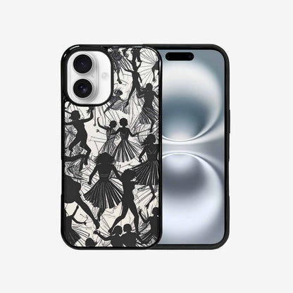 iPhone 16 Case — Bold Dancing Figure Line Art Pattern, Original Design Phone Case