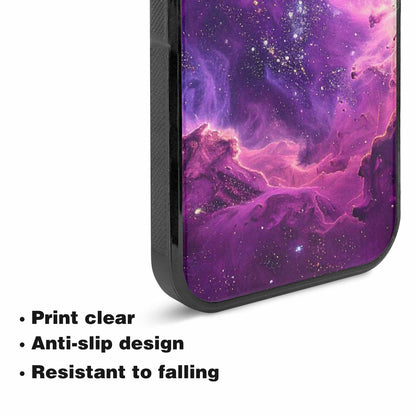 iPhone 15 Plus Case — Purple Color Tones Nebula Texture With, Unique Phone Case Design
