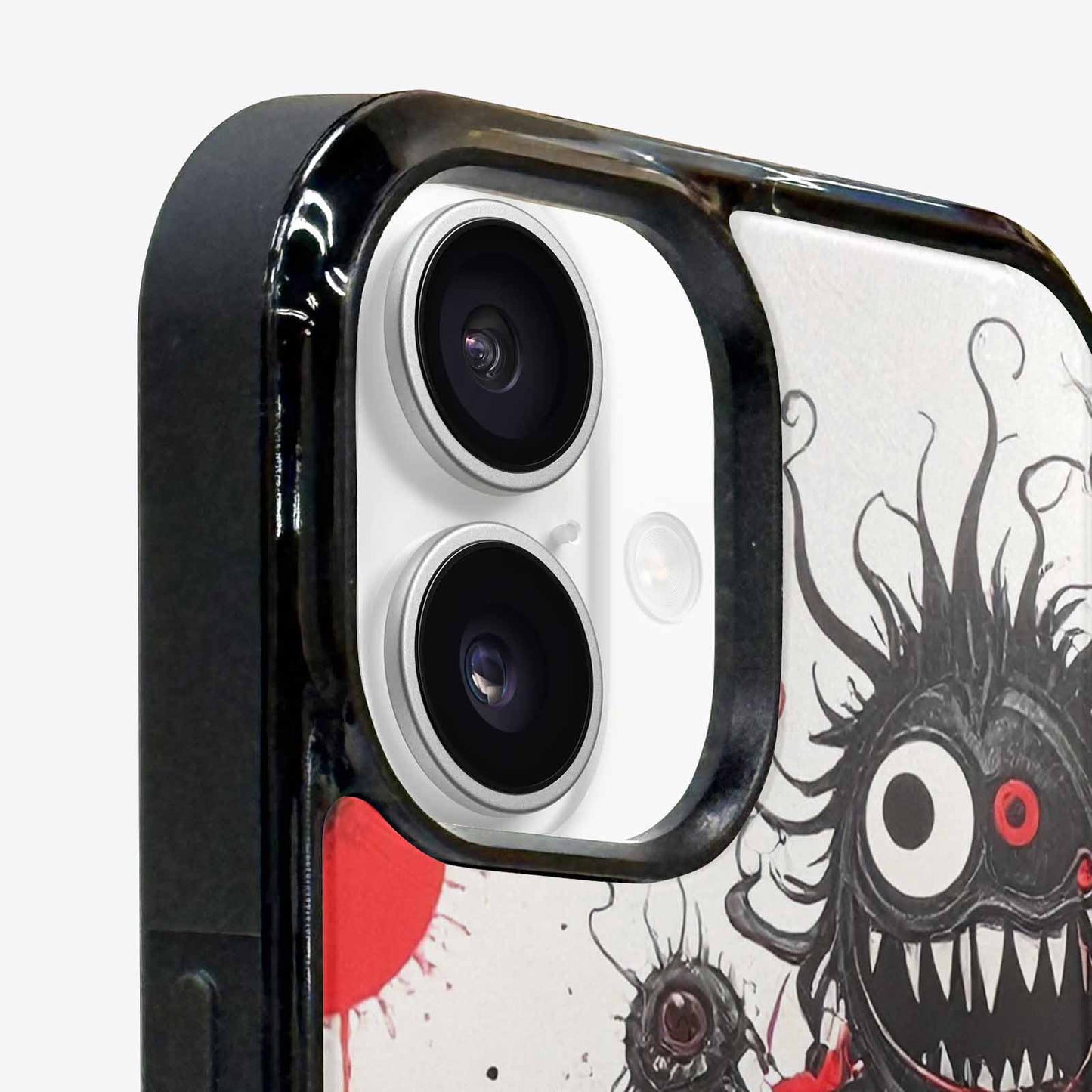 iPhone 16 Plus Case — Multi Eye Monster Black Red Ink, Custom Art Phone Cover