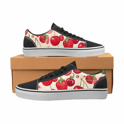 MEN'S Cherry Fruit Print Canvas Lace-Up Grunge Custom Sneakers