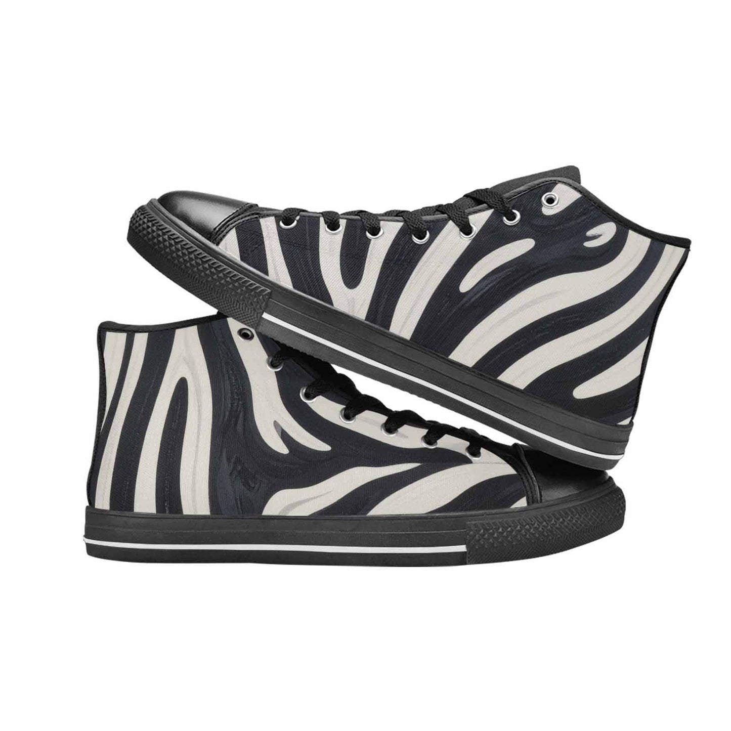 MEN'S Modern Zebra Stripe High Top Canvas Vibrant Chaos Sneakers