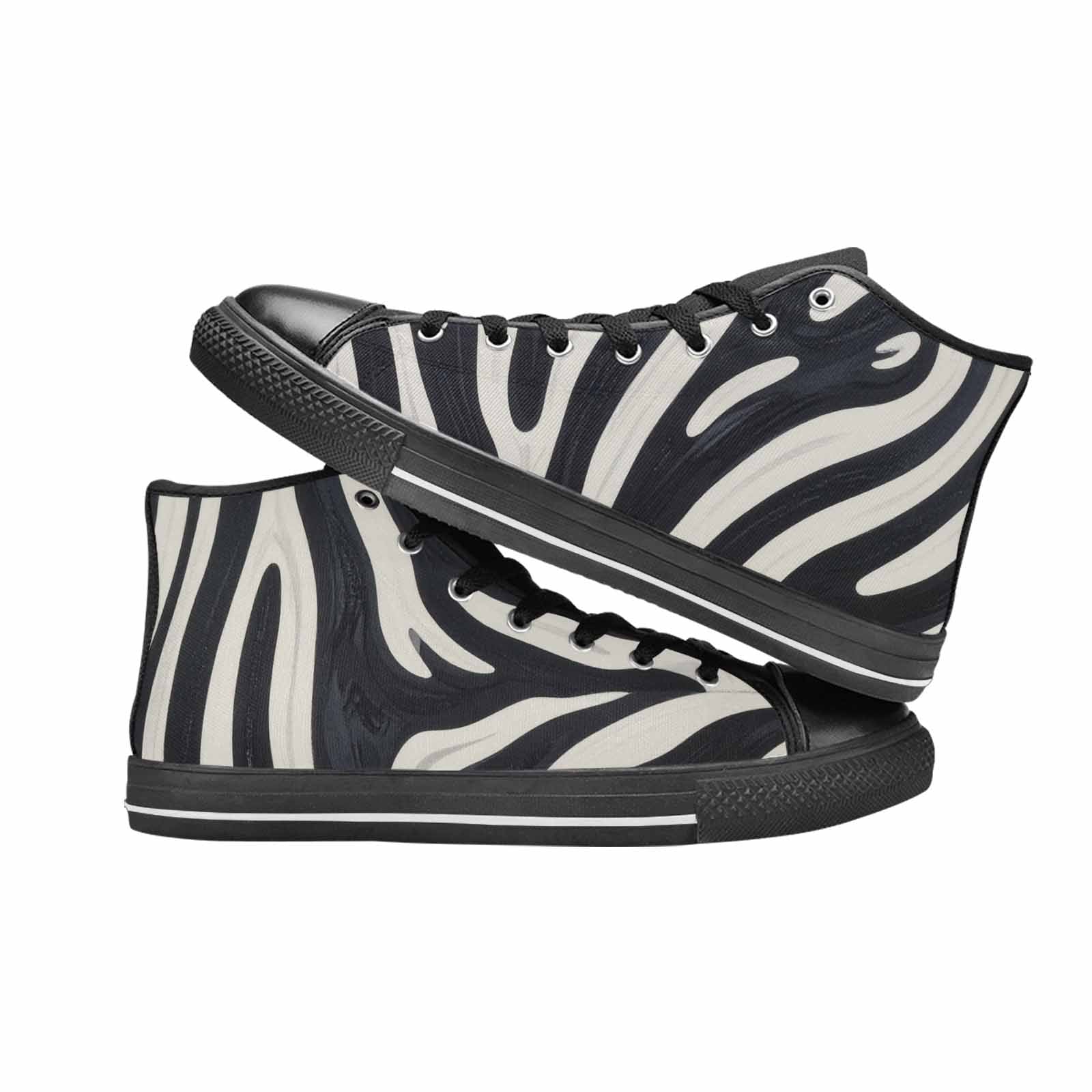 MEN'S Modern Zebra Stripe High Top Canvas Vibrant Chaos Sneakers