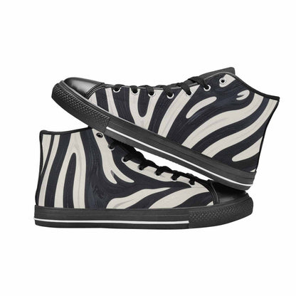 MEN'S Modern Zebra Stripe High Top Canvas Vibrant Chaos Sneakers