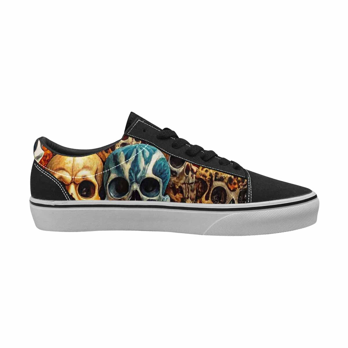 WOMEN'S Skulls  Animal Print Lace-Up Canvas Vibrant Chaos Sneakers