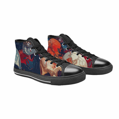 WOMEN'S Marble Skull High Top Canvas Dreamcore Sneakers
