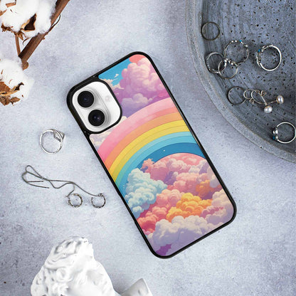 iPhone 16 Plus Case — Cloud And Rainbow Burst Pattern Hundreds, Custom Print Case Cover