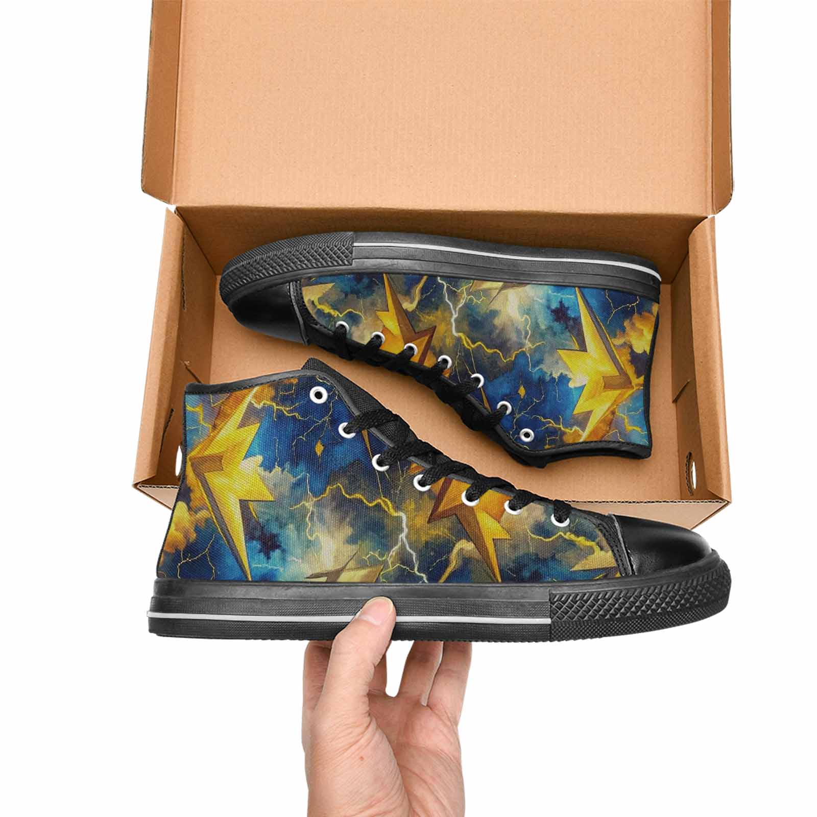 WOMEN'S Lightning Bolt High Top Canvas Cottagecore Shoes