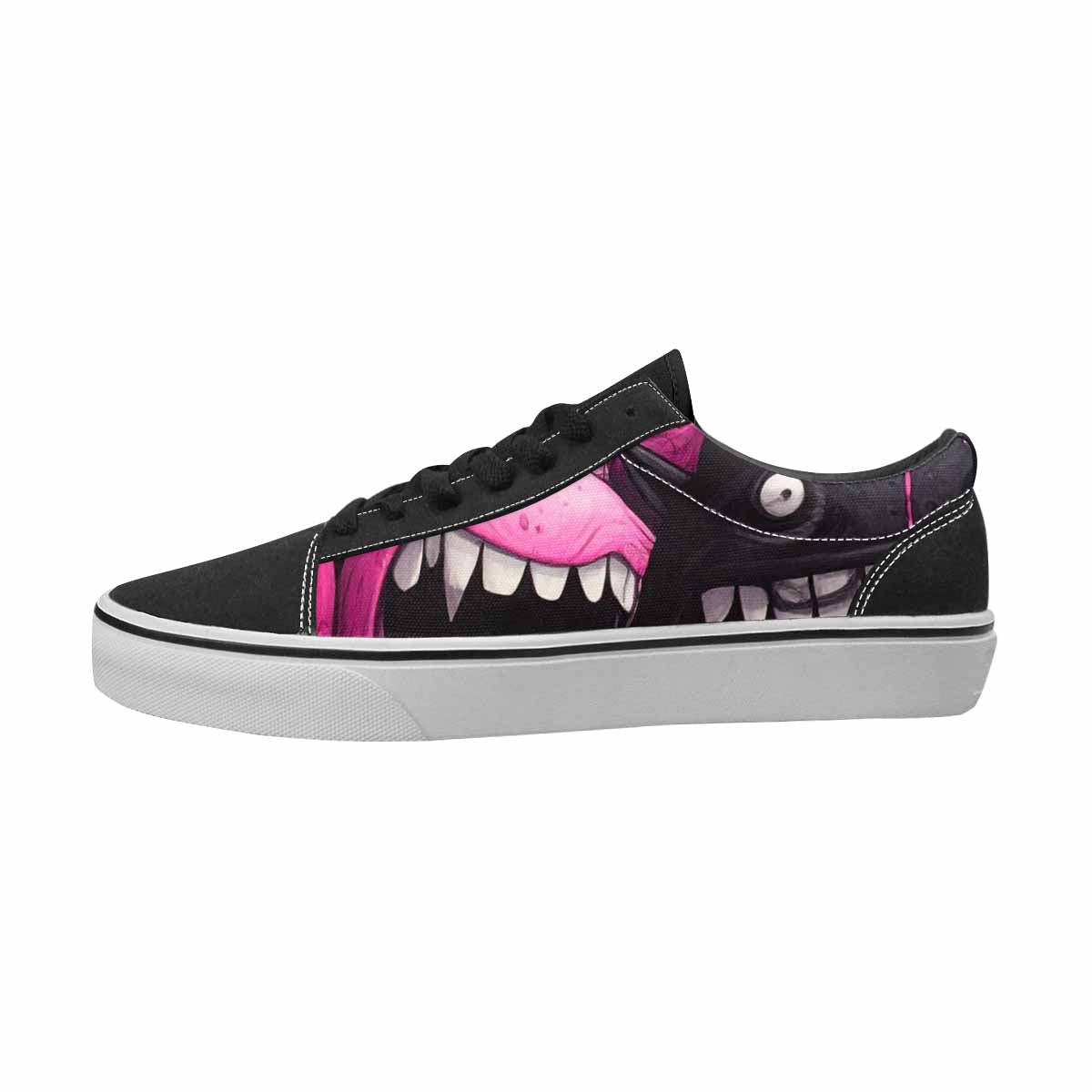 WOMEN'S Monsters Black & Pink Ink Canvas Made To Order Neon Fantasy Custom Sneakers
