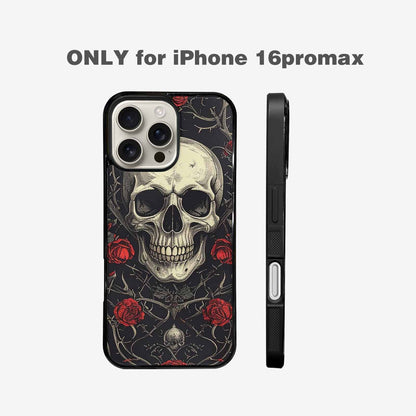 iPhone 16 Pro Max Case — Gothic Skulls Roses Custom, Custom Made Phone Cover