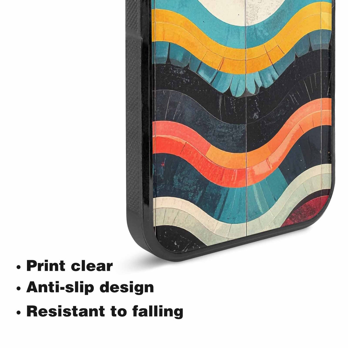 iPhone 15 Case — Retro Wave Scallop Stripe Small Wavy, Custom Designed Case Cover