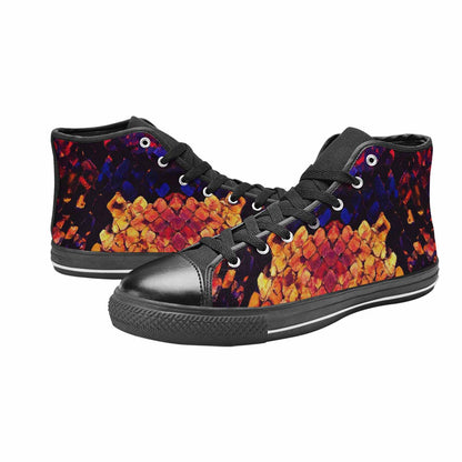 WOMEN'S Dark Snake Print High Top Canvas Y2K Sneakers
