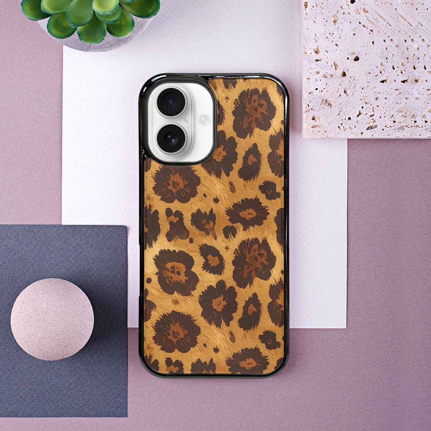 iPhone 16 Case — Classic Leopard Print Warm Golden Tan, Custom Phone Case