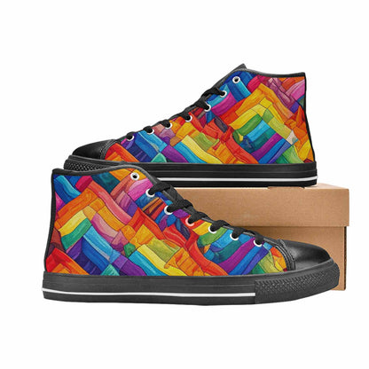 MEN'S Transgender Flag Color High Top Canvas Vivid Shoes