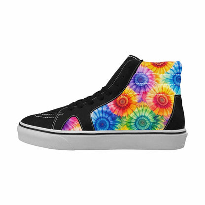 WOMEN'S Tie Dye Swirl High Top Canvas Dark Academia Custom Shoes