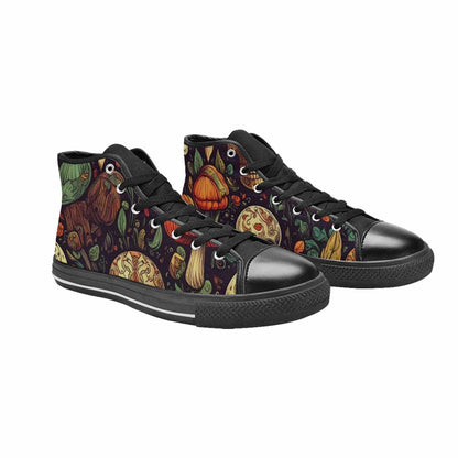 MEN'S Mushrooms And Skulls High Top Canvas Grunge Custom Shoes
