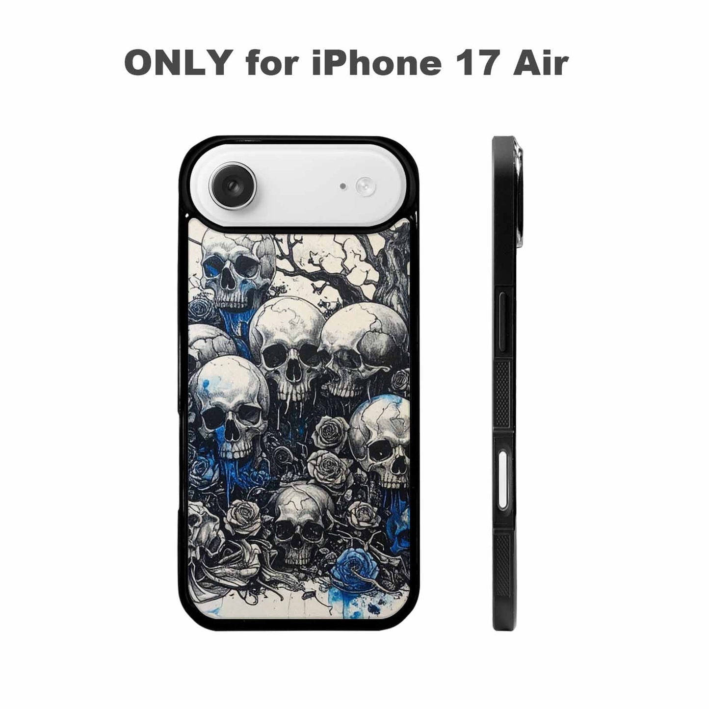 iPhone 17 Air Case — Black Blue Ink Skull And Gothic, Custom Art Phone Cover