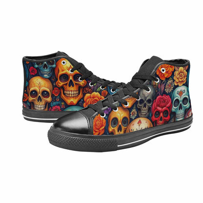 MEN'S Skull High Top Canvas Vivid Custom Shoes