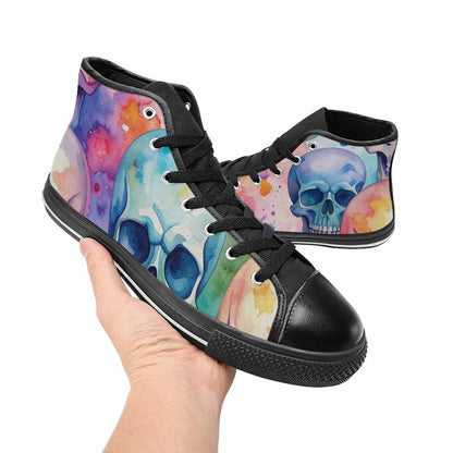 MEN'S Kulls - Watercolor High Top Canvas Vibrant Chaos Custom Shoes