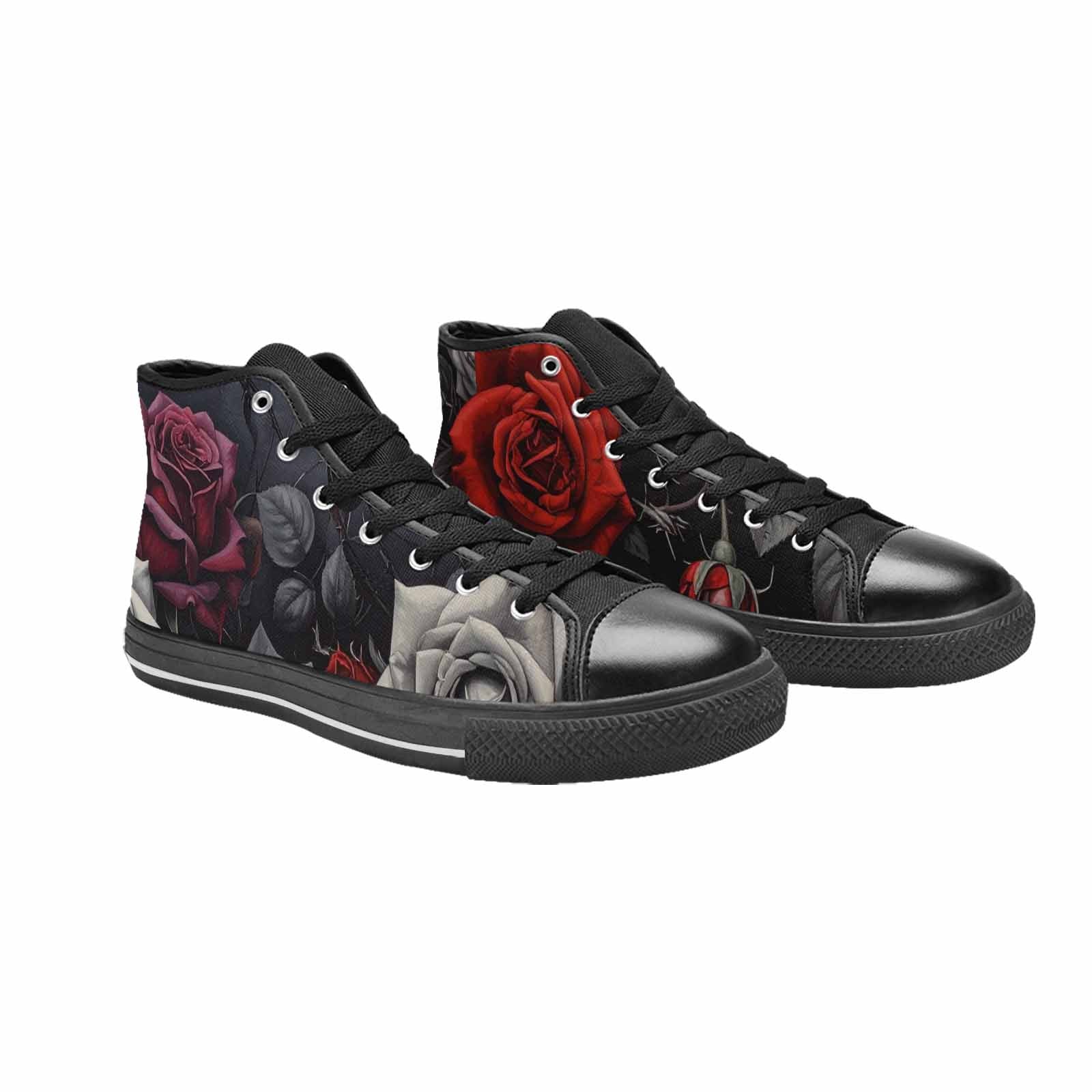 MEN'S Black Gothic Rose High Top Canvas Aesthetic Sneakers