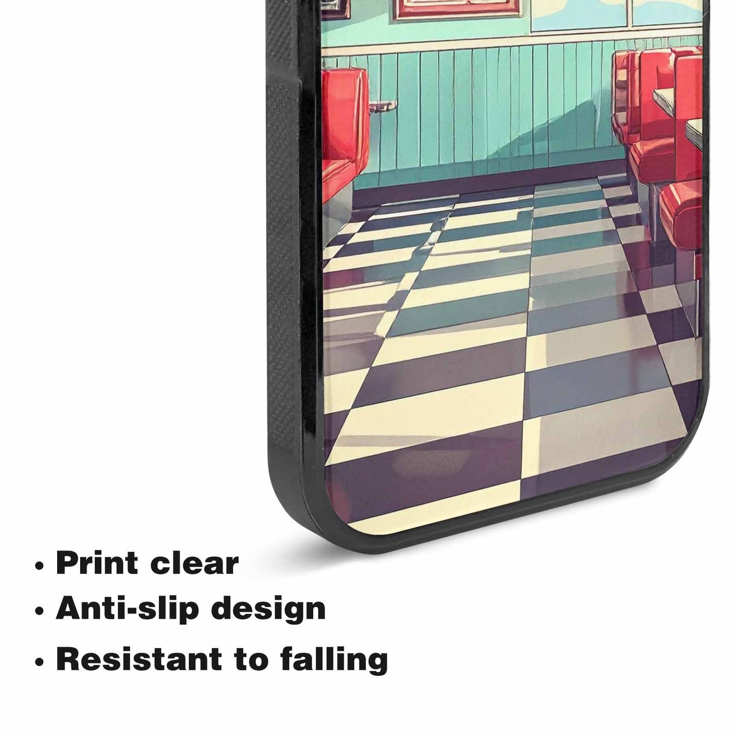 iPhone 15 Plus Case — 1950s Diner Cartoon Art Pattern, Original Design Phone Case