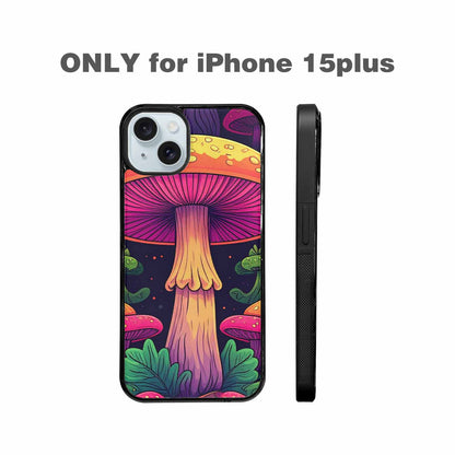iPhone 15 Plus Case — Psychedelic Mushroom Cartoon Pattern, Custom Designed Case Cover