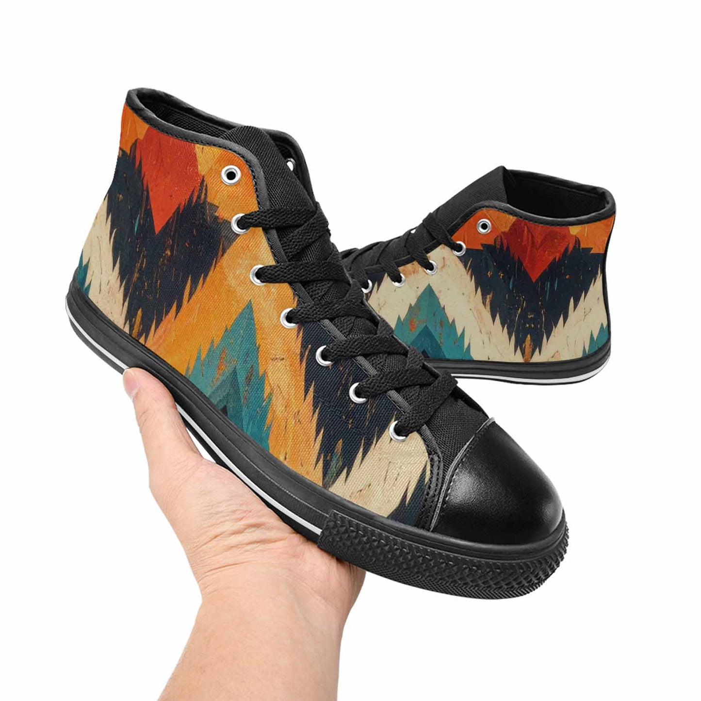 WOMEN'S Southwestern Geometric Diamond High Top Canvas Aesthetic Shoes