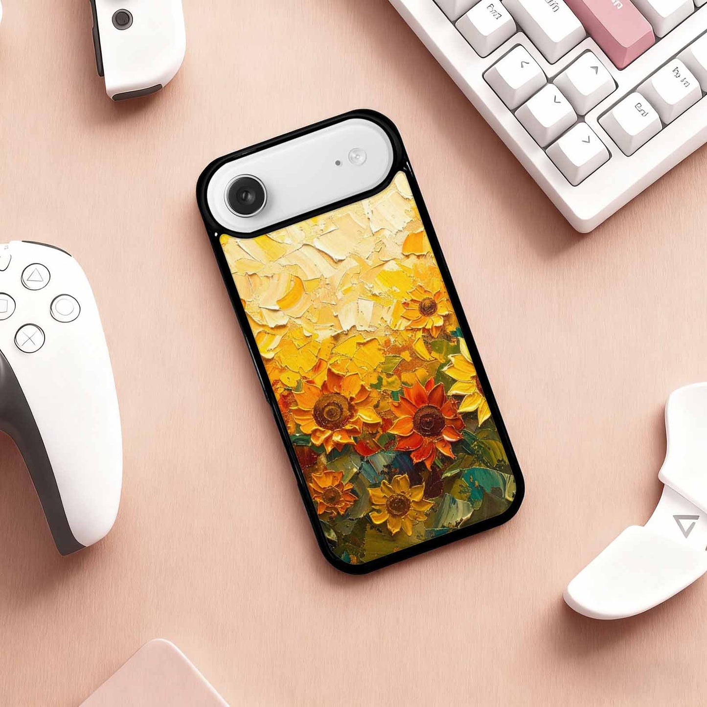 iPhone 17 Air Case — Impressionist Sunflower Brushstroke Pattern Hundreds Floral, Customized Protective Case